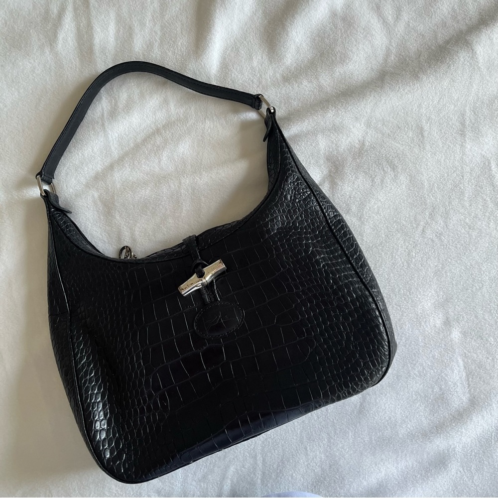 Longchamp Black Leather Shoulder Bag